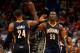 Paul George (L) and Roy Hibbert