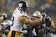 Heath Miller catches a pass during the Steelers' last game at Gillette Stadium in 2008. The Steelers won that game 33-10 but did not face Tom Brady.