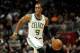 Jan 5, 2013; Atlanta, GA, USA; Boston Celtics point guard Rajon Rondo (9) in action against the Atlanta Hawks during the second quarter at Philips Arena. Mandatory Credit: Kevin Liles-USA TODAY Sports