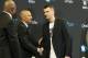BROOKLYN, NY - July 18: Brooklyn Nets Head Coach Jason Kidd greets Nets majority owner Mikhail Prokhorov during a press conference at the Barclays Center on July 18, 2013 in the Brooklyn borough of New York City. NOTE TO USER: User expressly acknowledges