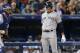 TORONTO, CANADA - SEPTEMBER 17: Alex Rodriguez #13 of the New York Yankees reacts after he was called out on strikes looking in the eighth inning during MLB game action as Josh Thole #30 of the Toronto Blue Jays looks on on September 17, 2013 at Rogers C