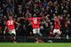 MANCHESTER, ENGLAND - OCTOBER 29: Javier Hernandez (R) of Manchester United celebrates scoring his second goal during the Capital One Cup fourth round match between Manchester United and Norwich City at Old Trafford on October 29, 2013 in Manchester, Eng