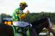 ELMONT, NY - JUNE 08: Jockey Mike Smith celebrates after guiding Palace Malice to victory during the 145th running of the Belmont Stakes at Belmont Park on June 8, 2013 in Elmont, New York. (Photo by Mike Stobe/Getty Images)