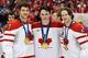 VANCOUVER, BC - FEBRUARY 28: Brent Seabrook #7, Jonathan Toews #16 and Duncan Keith #2 of Canada during the ice hockey men's gold medal game between USA and Canada on day 17 of the Vancouver 2010 Winter Olympics at Canada Hockey Place on February 28, 201