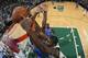 SALT LAKE CITY, UT - OCTOBER 30: Derrick Favors #15 of the Utah Jazz dunks against the Oklahoma City Thunder at EnergySolutions Arena on October 30, 2013 in Salt Lake City, Utah. NOTE TO USER: User expressly acknowledges and agrees that, by downloading a