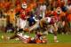 CLEMSON, SC - AUGUST 31: Michael Bennett #82 of the Georgia Bulldogs runs with the ball against the Clemson Tigers during their game at Memorial Stadium on August 31, 2013 in Clemson, South Carolina. (Photo by Streeter Lecka/Getty Images)
