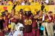 Oct 19, 2013; Tempe, AZ, USA; Arizona State Sun Devils defensive tackle Will Sutton (90) signals to the crowd as Washington Huskies offensive linesman Mike Criste (78) looks on during first half at Sun Devil Stadium. Mandatory Credit: Matt Kartozian-USA T