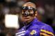 AUBURN HILLS, MI - MARCH 6: Kobe Bryant #24 of the Los Angeles Lakers wears a protective mask during warmups before playing the Detroit Pistons on March 6, 2012 at The Palace of Auburn Hills in Auburn Hills, Michigan. NOTE TO USER: User expressly acknowle