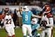Oct 31, 2013; Miami Gardens, FL, USA; Miami Dolphins kicker Caleb Sturgis (9) kicks a field goal in the second quarter against the Cincinnati Bengals at Sun Life Stadium. Mandatory Credit: Robert Mayer-USA TODAY Sports