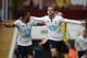 BIRMINGHAM, ENGLAND - OCTOBER 20: Roberto Soldado of Spurs (R) celebrates scoring their second goal with Paulinho of Spurs during the Barclays Premier League match between Aston Villa and Tottenham Hotspur at Villa Park on October 20, 2013 in Birmingham,