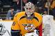 NASHVILLE, TN - OCTOBER 24: Carter Hutton #30 of the Nashville Predators skates against the Winnipeg Jets at Bridgestone Arena on October 24, 2013 in Nashville, Tennessee. (Photo by John Russell/NHLI via Getty Images)