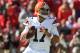 Oct 27, 2013; Kansas City, MO, USA; Cleveland Browns quarterback Jason Campbell (17) throws a pass during the first half of the game against the Kansas City Chiefs at Arrowhead Stadium. Mandatory Credit: Denny Medley-USA TODAY Sports