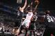 NEW YORK, NY - NOVEMBER 1: Udonis Haslem #40 of the Miami Heat goes up to shoot against Brook Lopez #11 of the Brooklyn Nets during a game at Barclays Center on November 1, 2013 in the Brooklyn borough of New York City. NOTE TO USER: User expressly ackno
