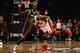 NEW YORK, NY - NOVEMBER 01: Chris Bosh #1 of the Miami Heat loses the ball as Kevin Garnett #2 of the Brooklyn Nets defends during their game at the Barclays Center on November 1, 2013 in the Brooklyn borough of New York City. NOTE TO USER: User expressl