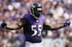 BALTIMORE, MD - SEPTEMBER 15: Outside linebacker Terrell Suggs #55 of the Baltimore Ravens motions to the crowd during the second half of the Ravens 14-6 win over the Cleveland Browns at M&T Bank Stadium on September 15, 2013 in Baltimore, Maryland. (Pho