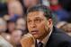 OAKLAND, CA -MARCH 13: Minnesota Timberwolves coach Reggie Theus watches his team take on the Golden State Warriors on March 13, 2011 at Oracle Arena in Oakland, California. NOTE TO USER: User expressly acknowledges and agrees that, by downloading and/or