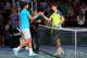 PARIS, FRANCE - NOVEMBER 02: David Ferrer of Spain is congratulated by Rafael Nadal of Spain after their match during day six of the BNP Paribas Masters at Palais Omnisports de Bercy on November 2, 2013 in Paris, France. (Photo by Julian Finney/Getty Im