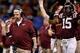 January 3, 2012; New Orleans, LA, USA; Virginia Tech Hokies head coach Frank Beamer reacts from the sideline during the second quarter of the Sugar Bowl against the Michigan Wolverines at the Mercedes-Benz Superdome. Mandatory Credit: Derick E. Hingle-U
