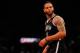 NEW YORK, NY - APRIL 20: Deron Williams #8 of the Brooklyn Nets reacts during the game against the Chicago Bulls during Game One of the Eastern Conference Quarterfinals of the 2013 NBA Playoffs at Barclays Center on April 20, 2013 in New York City. NOTE