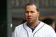 DETROIT, MI - JULY 31: Jhonny Peralta #27 of the Detroit Tigers watches the action from the dugout during the game aginst the Washington Nationals at Comerica Park on July 31, 2013 in Detroit, Michigan. The Tigers defeated the Nationals 11-1. (Photo by Le
