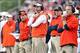 Nov 2, 2013; Fayetteville, AR, USA; Auburn Tigers head coach Gus Malzahn looks on during an extra point attempt in the first quarter against the Arkansas Razorbacks at Donald W. Reynolds Razorback Stadium. Mandatory Credit: Nelson Chenault-USA TODAY Sport