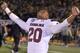 COLUMBIA, MO - OCTOBER 26: Free safety T.J. Gurley #20 of the South Carolina Gamecocks celebrates after beating the Missouri Tigers on October 26, 2013 at Faurot Field/Memorial Stadium in Columbia, Missouri. South Carolina defeated Missouri in double ov