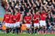 LONDON, ENGLAND - NOVEMBER 02: Luis Antonio Valencia of Manchester United (R) celebrates scoring the first goal during the Barclays Premier League match between Fulham and Manchester United at Craven Cottage on November 2, 2013 in London, England. (Photo