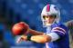 ORCHARD PARK, NY - AUGUST 29: Jeff Tuel #8 of the Buffalo Bills warms up prior to the preseason game against the Detroit Lions at Ralph Wilson Stadium on August 29, 2013 in Orchard Park, New York. (Photo by Rick Stewart/Getty Images)