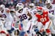 Nov 3, 2013; Orchard Park, NY, USA; Buffalo Bills running back C.J. Spiller (28) runs as Kansas City Chiefs outside linebacker Tamba Hali (91) pursues during the first half at Ralph Wilson Stadium. Mandatory Credit: Kevin Hoffman-USA TODAY Sports