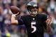 BALTIMORE, MD - OCTOBER 13: Quarterback Joe Flacco #5 of the Baltimore Ravens passes against the Green Bay Packers in the second quarter at M&T Bank Stadium on October 13, 2013 in Baltimore, Maryland. (Photo by Patrick Smith/Getty Images)