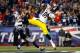FOXBORO, MA - NOVEMBER 03: Jerricho Cotchery #89 of the Pittsburgh Steelers catches a touchdown pass in the second half in front of Kyle Arrington #25 of the New England Patriots at Gillette Stadium on November 3, 2013 in Foxboro, Massachusetts. (Photo