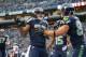 SEATTLE, WA - NOVEMBER 03: Wide receiver Doug Baldwin #89 of the Seattle Seahawks celebrates with tight end Zach Miller #86 after scoring a touchdown to tie the game at 24-24 in the fourth quarter against the Tampa Bay Buccaneers at CenturyLink Field on