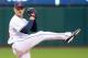 CLEVELAND, OH - SEPTEMBER 21: Starting pitcher Scott Kazmir #26 of the Cleveland Indians pitches during the first inning against the Houston Astros at Progressive Field on September 21, 2013 in Cleveland, Ohio. (Photo by Jason Miller/Getty Images)