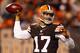 CLEVELAND, OH - NOVEMBER 03: Quarterback Jason Campbell #17 of the Cleveland Browns throws to a receiver against the Baltimore Ravens at FirstEnergy Stadium on November 3, 2013 in Cleveland, Ohio. (Photo by Matt Sullivan/Getty Images)
