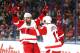 EDMONTON, AB - NOVEMBER 2: Todd Bertuzzi #44 and Pavel Datsyuk #13 of the Detroit Red Wings celebrate after a goal in a game against the Edmonton Oilers on November 2, 2013 at Rexall Place in Edmonton, Alberta, Canada. (Photo by Marko Ditkun/NHLI via Gett