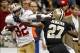 Kaepernick hopes to develop some quick chemistry with Manningham (left) in Week 10.