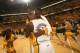 Lance Stephenson embraces Ian Mahinmi following Stephenson's career-high 25 points vs. the New York Knicks in the Eastern Conference Semifinals