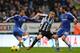 NEWCASTLE UPON TYNE, ENGLAND - NOVEMBER 02: Matthew Debuchy of Newcastle United competes for the ball with Eden Hazard (L) and Juan Mata (R) of Chelsea during the Barclays Premier League match between Newcastle United and Chelsea at St James' Park on Nov