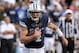 PROVO, UT - OCTOBER 12: Quarterback Taysom Hill #4 of the BYU Cougars runs for a first down during their game against the Georgia Tech Yellow Jackets at LaVell Edwards Stadium October 12, 2013 in Provo, Utah. (Photo by Gene Sweeney Jr/Getty Images)