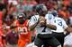 Oct 26, 2013; Blacksburg, VA, USA; Duke Blue Devils quarterback Anthony Boone (7) drops back to pass during the second quarter against the Virginia Tech Hokies at Lane Stadium. Mandatory Credit: Peter Casey-USA TODAY Sports