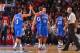 PHILADELPHIA, PA - NOVEMBER 2: Michael Carter-Williams #1 high fives Evan Turner #12 of the Philadelphia 76ers against the Chicago Bulls at the Wells Fargo Center on November 2, 2013 in Philadelphia, Pennsylvania. NOTE TO USER: User expressly acknowledge