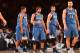 NEW YORK, NY - NOVEMBER 03: Kevin Martin #23, Corey Brewer #13, Ricky Rubio #9, Kevin Love #42, and Nikola Pekovic #14 of the Minnesota Timberwolves walk on court during the game against the New York Knicks on November 3, 2013 at Madison Square Garden in
