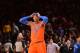 NEW YORK, NY - NOVEMBER 03: Carmelo Anthony #7 of the New York Knicks stands on court during the game against the Minnesota Timberwolves on November 3, 2013 at Madison Square Garden in New York City, New York. NOTE TO USER: User expressly acknowledges and