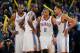 OKLAHOMA CITY, OK - NOVEMBER 03: Kevin Durant #35, Serge Ibaka #9, Russell Westbrook #0 and Thabo Sefolosha #25 of the Oklahoma City Thunder huddle up against the Phoenix Suns on November 03, 2013 at the Chesapeake Energy Arena in Oklahoma City, Oklahoma