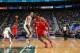 SALT LAKE CITY, UT - NOVEMBER 02: Dwight Howard #12 of the Houston Rockets prepares to receive a pass from teammate James Harden #13 against the Utah Jazz at EnergySolutions Arena on November 02, 2013 in Salt Lake City, Utah. NOTE TO USER: User expressly