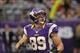 Sep 23, 2012; Minneapolis, MN, USA; Minnesota Vikings tight end John Carlson (89) against the San Francisco 49ers at the Metrodome. The Vikings defeated the 49ers 24-13. Mandatory Credit: Brace Hemmelgarn-USA TODAY Sports