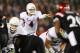 Oct 26, 2013; San Diego, CA, USA; Fresno State Bulldogs quarterback Derek Carr (4) points out coverage at the line during the first half against the San Diego State Aztecs at Qualcomm Stadium. Mandatory Credit: Christopher Hanewinckel-USA TODAY Sports