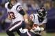 MINNEAPOLIS, MN - AUGUST 9: T.J. Yates #13 of the Houston Texans hands the ball off to teammate Dennis Johnson #28 during the preseason game against the Minnesota Vikings on August 9, 2013 at Mall of America Field at the Hubert H. Humphrey Metrodome in Mi