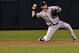 BALTIMORE, MD - SEPTEMBER 11: Shortstop Brendan Ryan #35 of the New York Yankees makes an out against the Baltimore Orioles in the first inning at Oriole Park at Camden Yards on September 11, 2013 in Baltimore, Maryland.(Photo by Patrick Smith/Getty Image