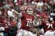 NORMAN, OK - OCTOBER 26: Quarterback Blake Bell #10 of the Oklahoma Sooners looks to throw against the Texas Tech Red Raiders October 26, 2013 at Gaylord Family-Oklahoma Memorial Stadium in Norman, Oklahoma. Oklahoma defeated Texas Tech 38-30. (Photo by